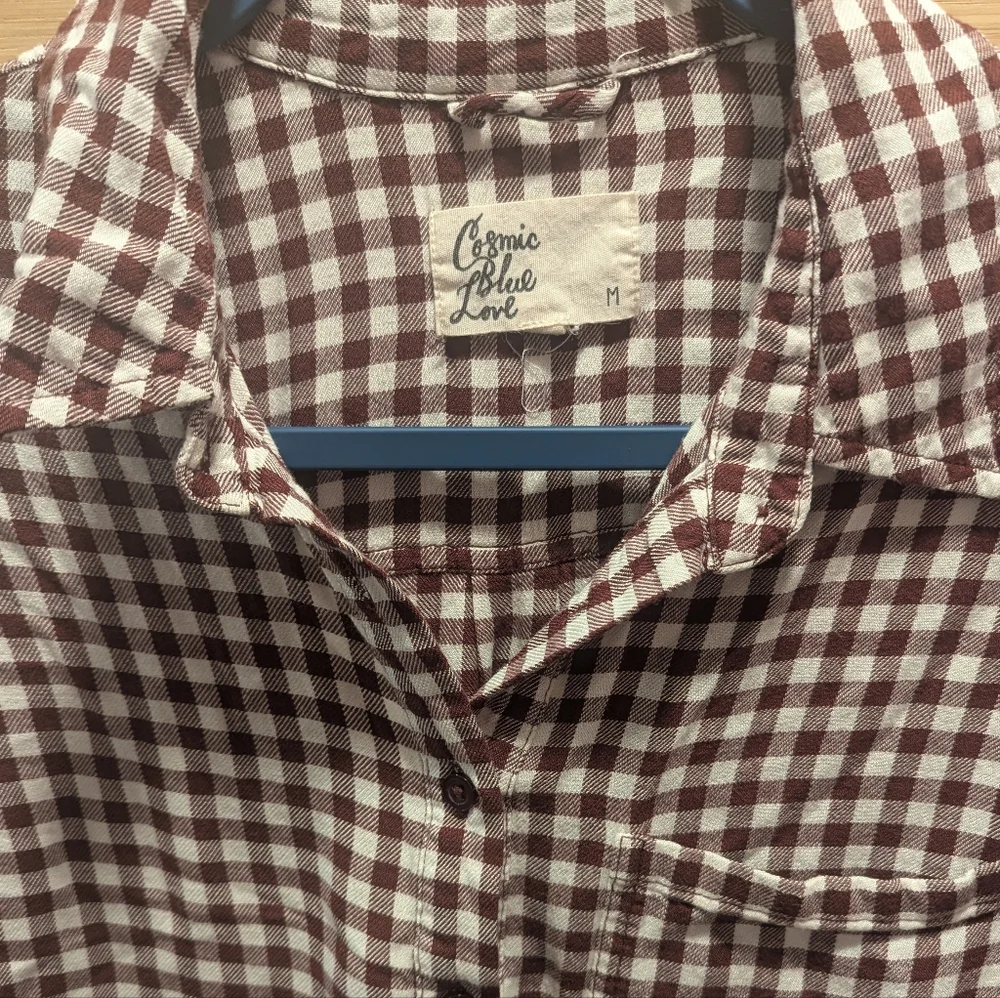 THREE Patterned Button Downs with Pocket Size Medium Cosmic Blue Love - Picture 5 of 9